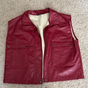 SHEIN Burgundy Faux Leather Vest
